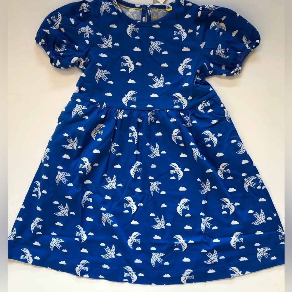 Mini Boden Blue Dress with Bird Pattern